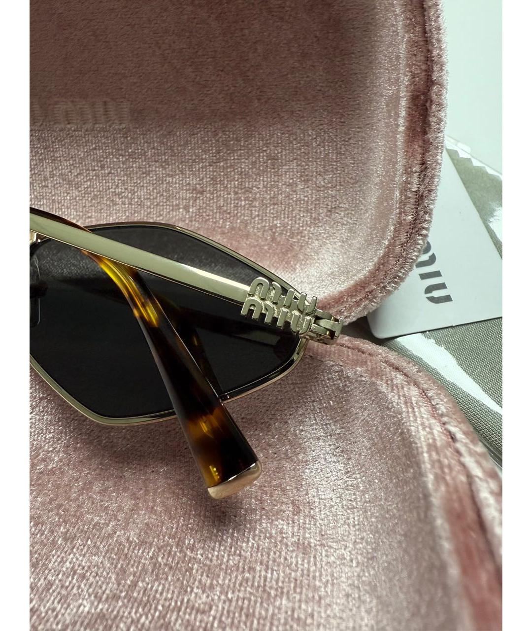 MIU MIU Золотые металлические солнцезащитные очки, фото 8