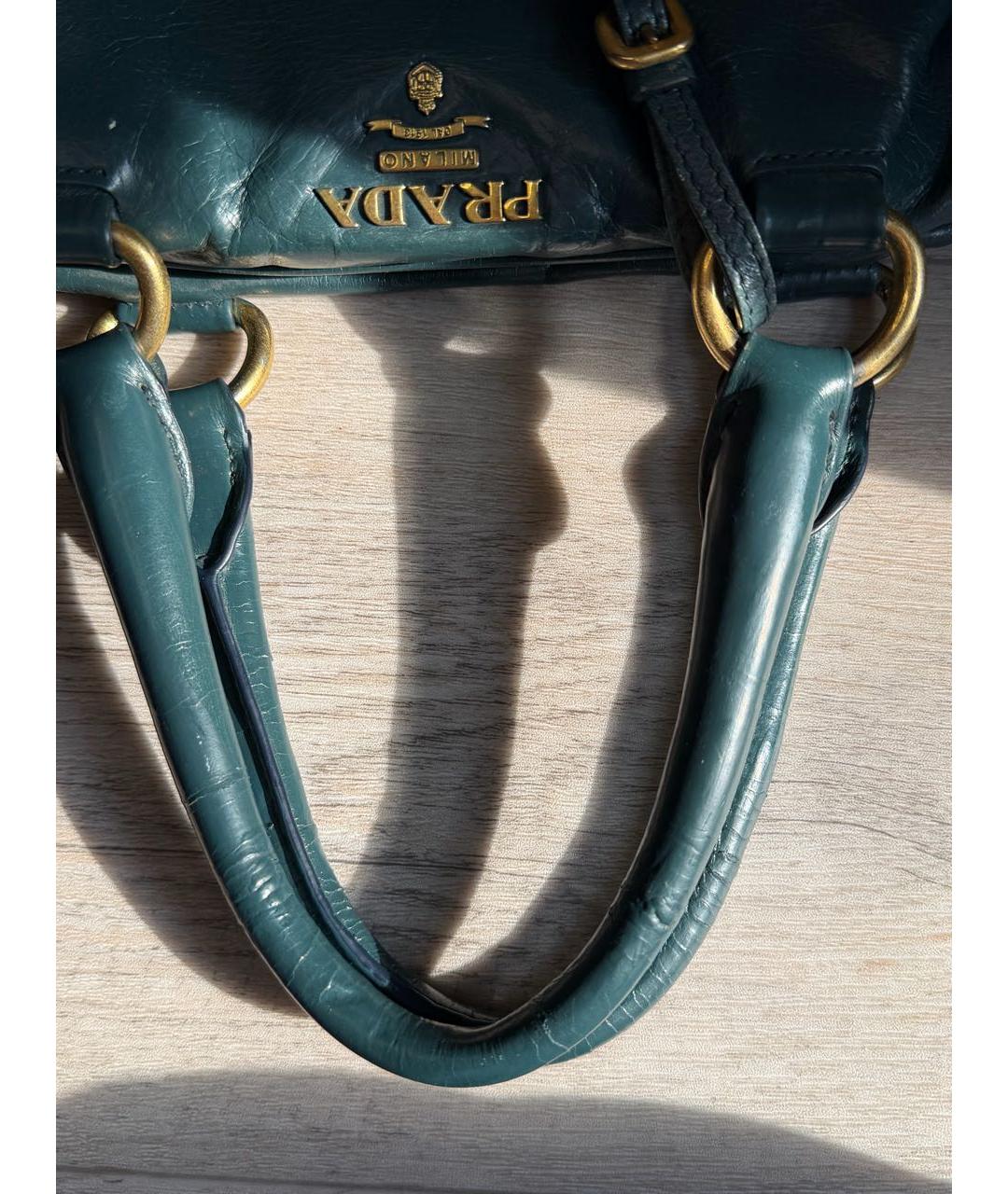 PRADA Зеленая кожаная сумка тоут, фото 8