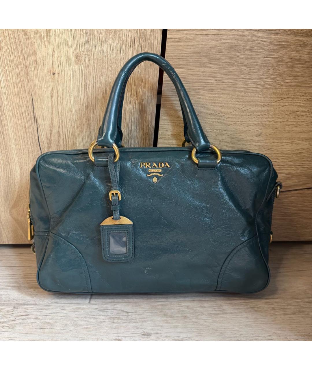 PRADA Зеленая кожаная сумка тоут, фото 9