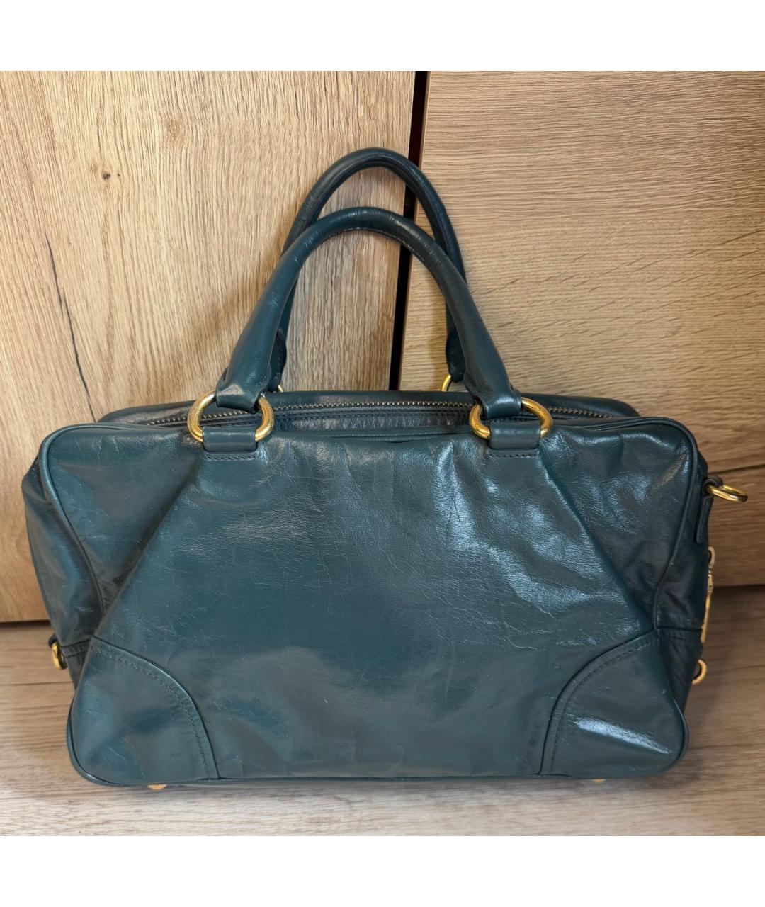 PRADA Зеленая кожаная сумка тоут, фото 2