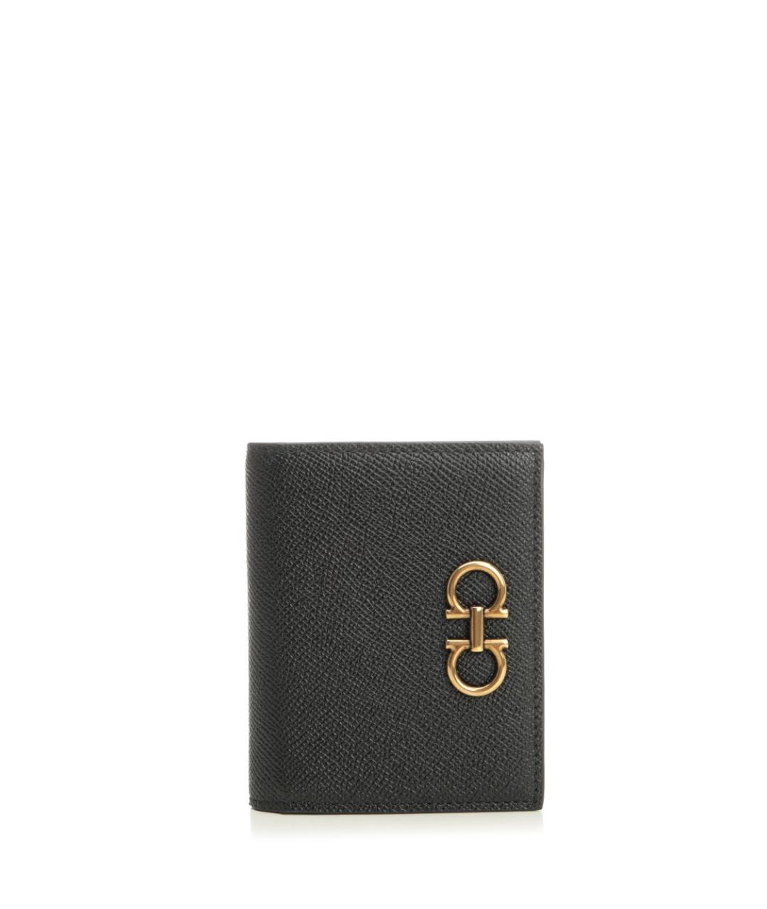 FERRAGAMO Черный кожаный кошелек, фото 1