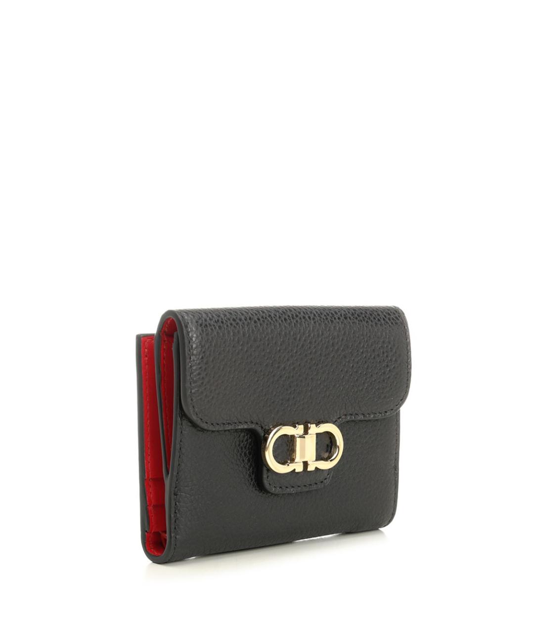 FERRAGAMO Черный кожаный кошелек, фото 2