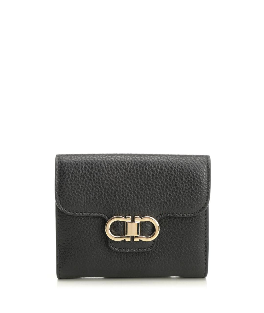 FERRAGAMO Черный кожаный кошелек, фото 1