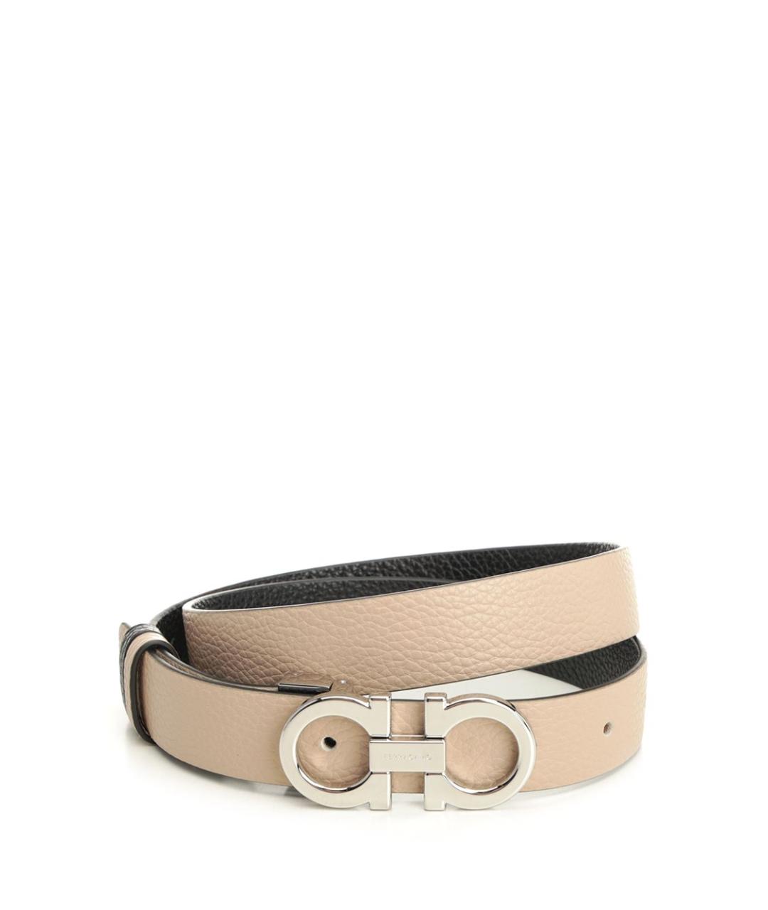 FERRAGAMO Бежевый кожаный ремень, фото 1