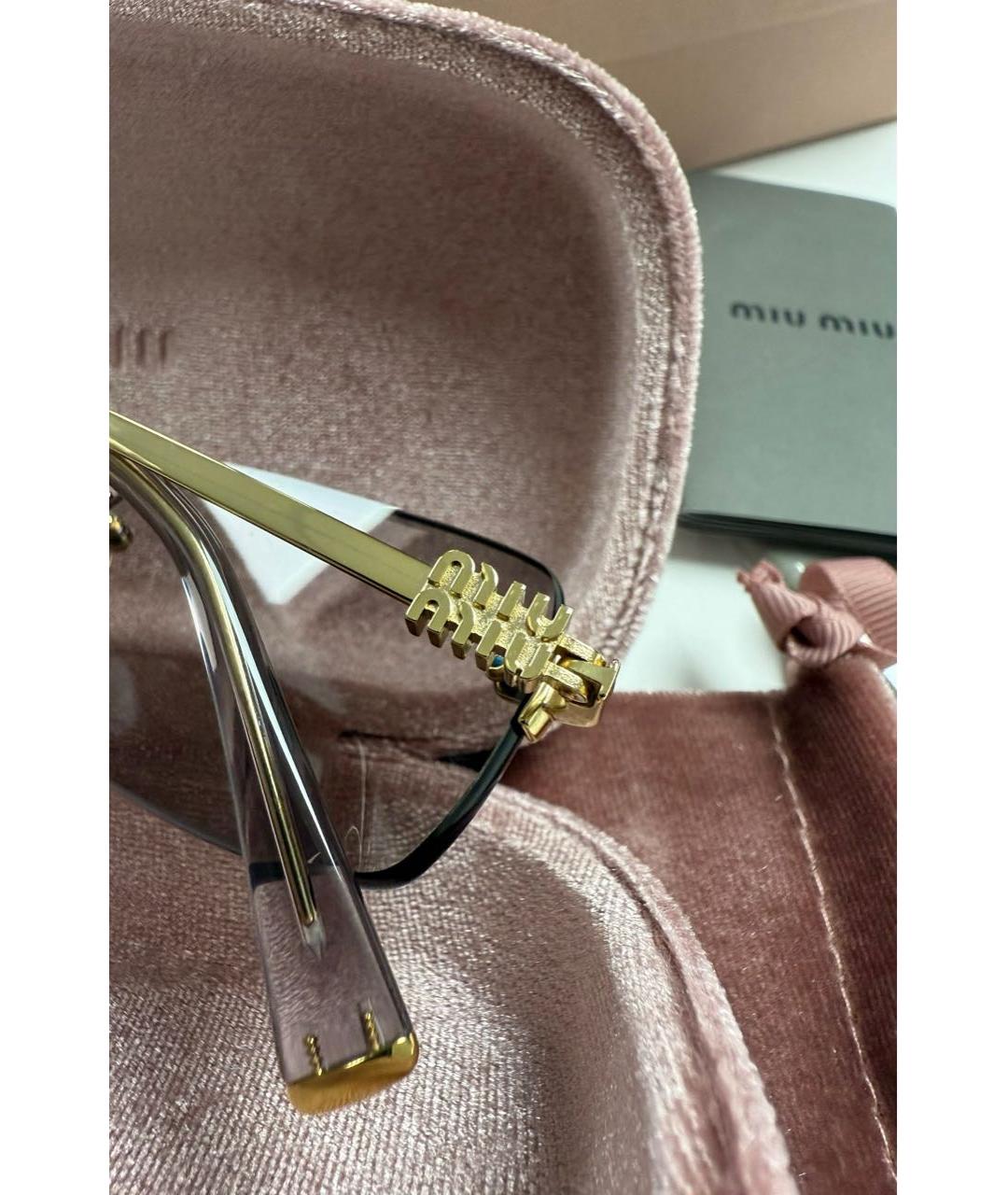 MIU MIU Розовые металлические солнцезащитные очки, фото 7