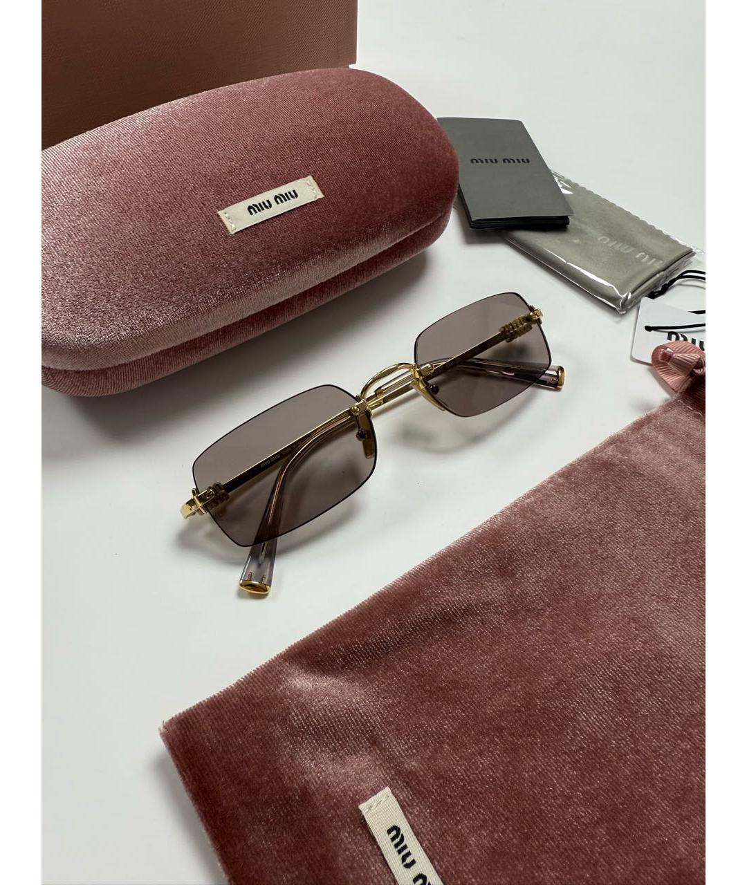 MIU MIU Розовые металлические солнцезащитные очки, фото 2