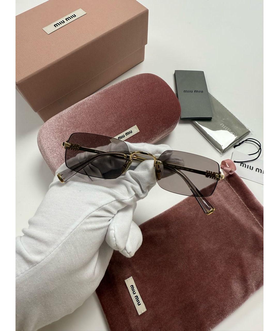 MIU MIU Розовые металлические солнцезащитные очки, фото 3