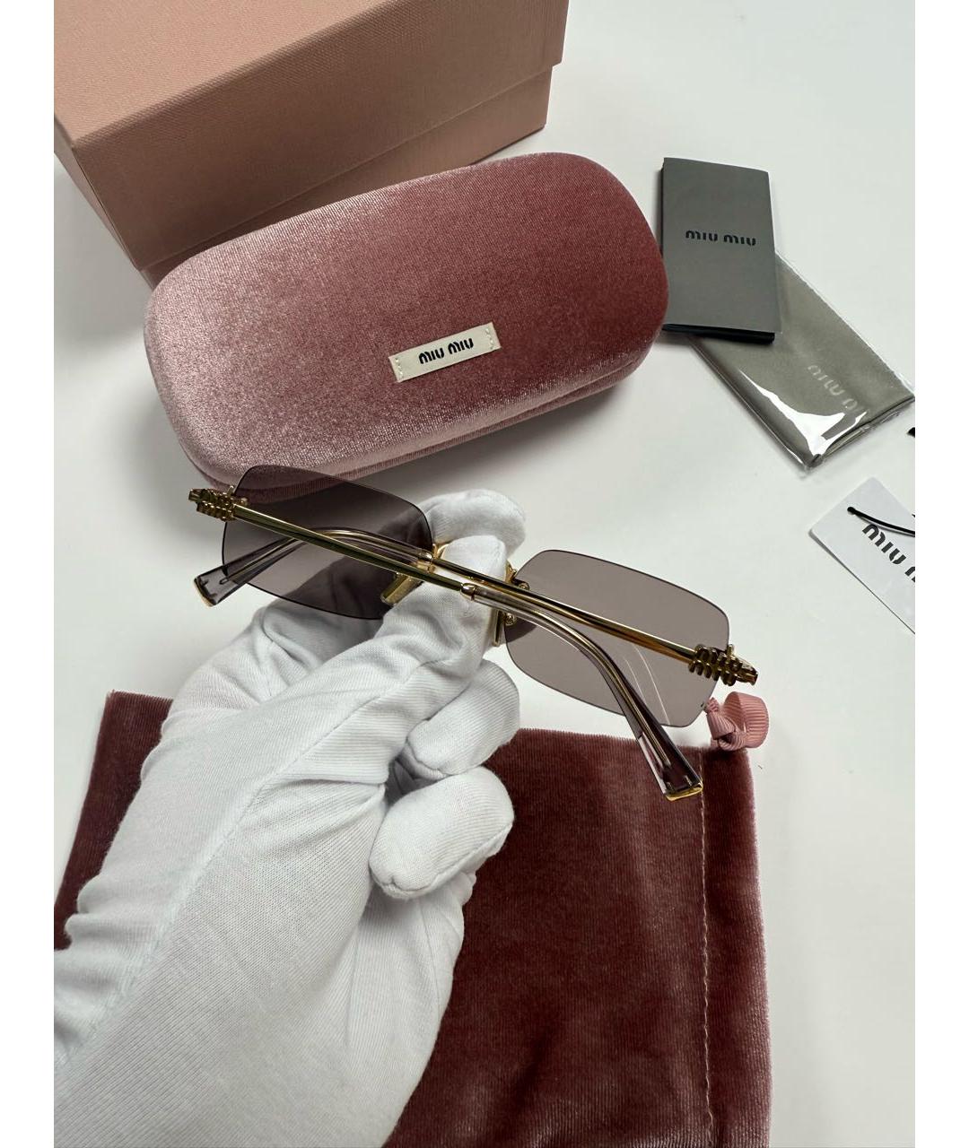 MIU MIU Розовые металлические солнцезащитные очки, фото 6