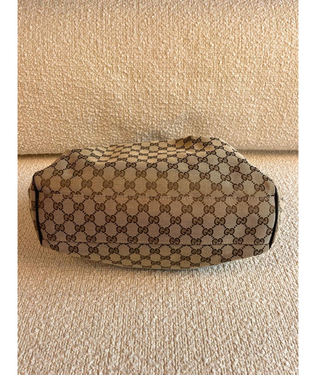 GUCCI Бежевая тканевая сумка с короткими ручками, фото 6