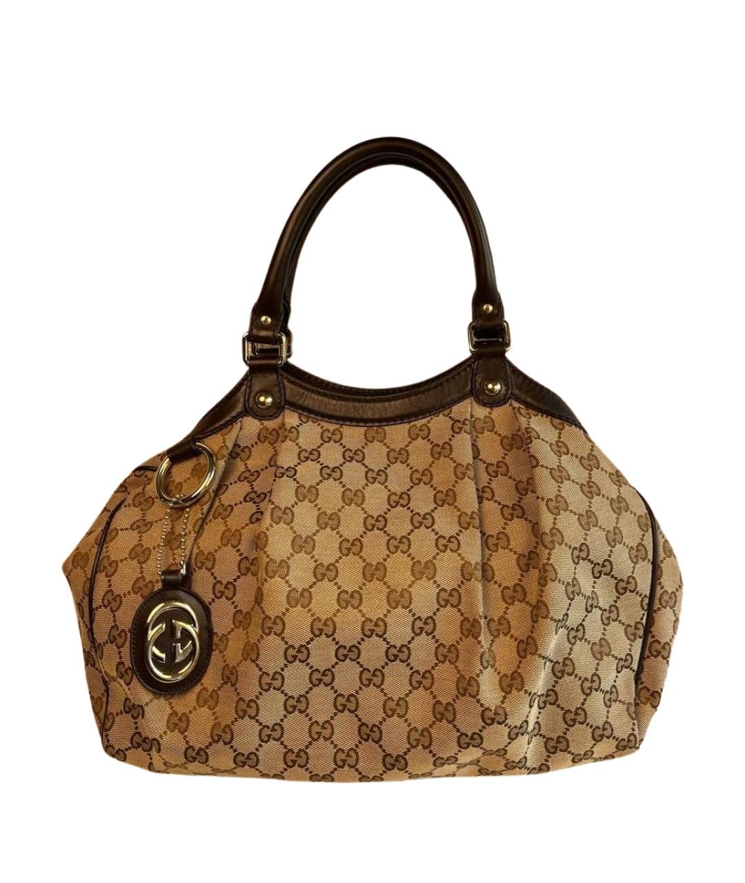 GUCCI Бежевая тканевая сумка с короткими ручками, фото 1