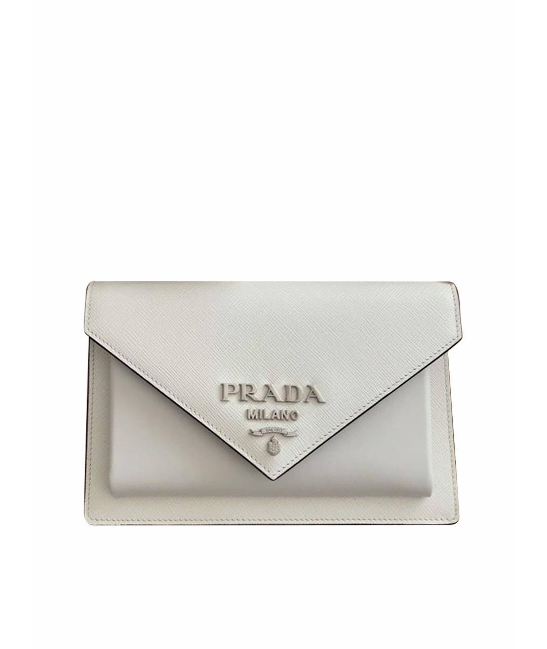 PRADA Белая кожаная сумка через плечо, фото 4