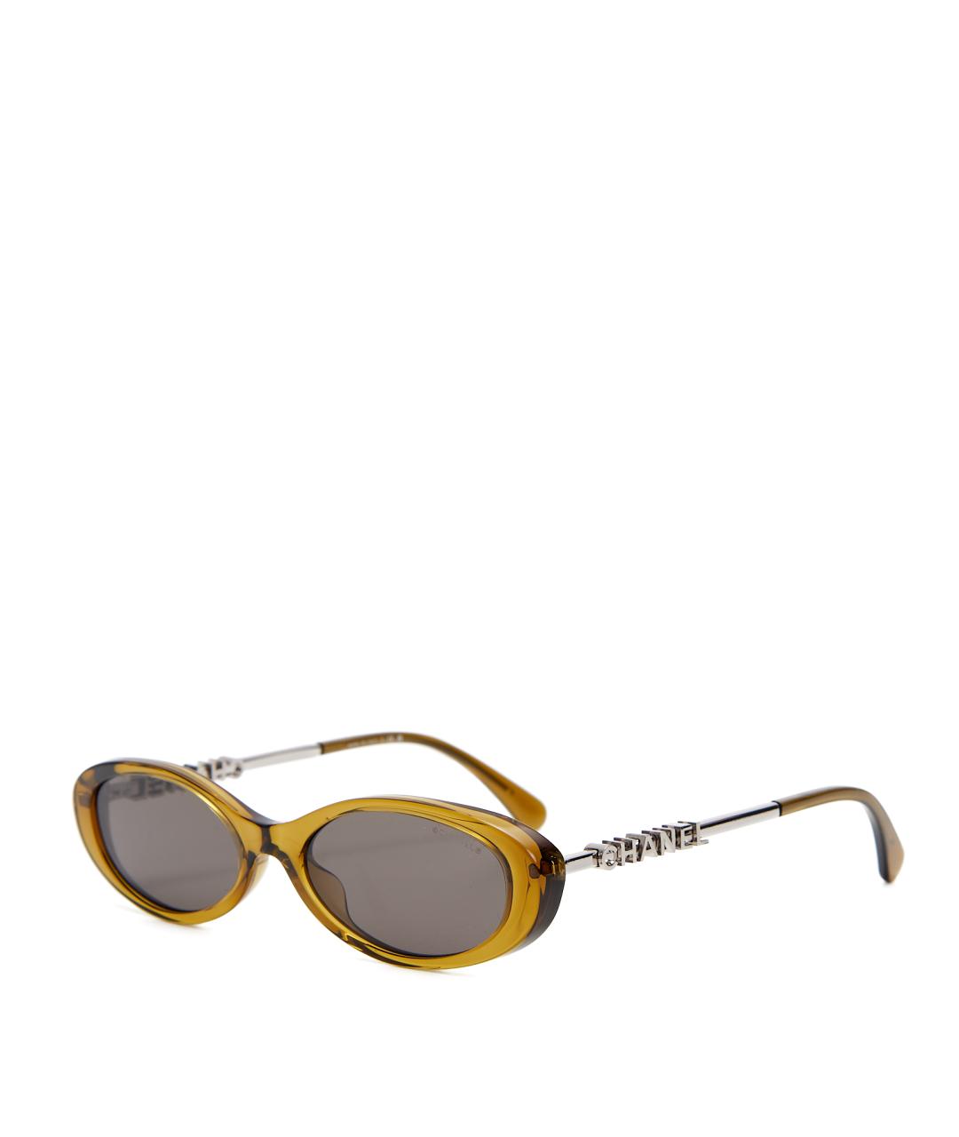 CHANEL Хаки пластиковые солнцезащитные очки, фото 1