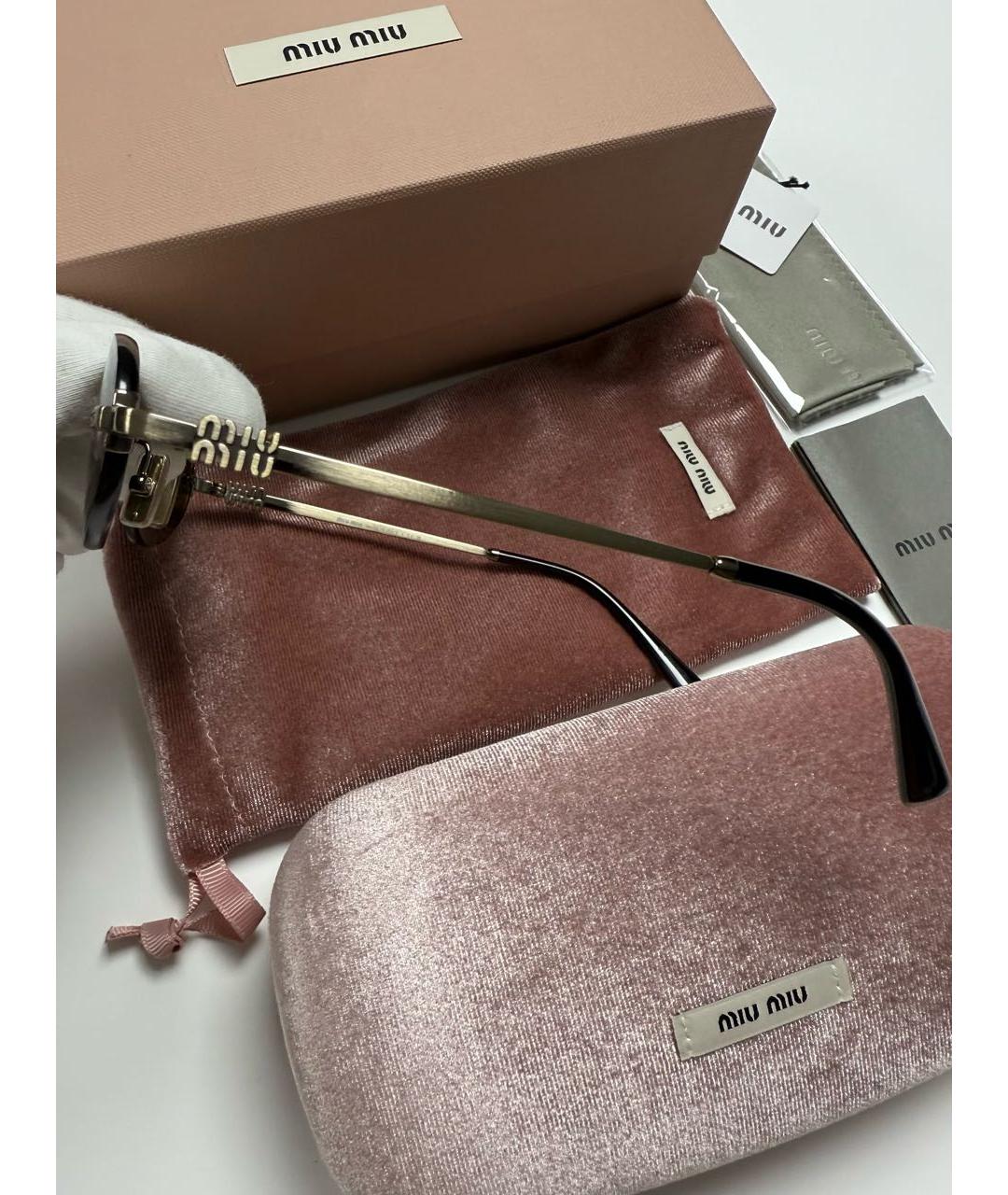 MIU MIU Коричневые металлические солнцезащитные очки, фото 4