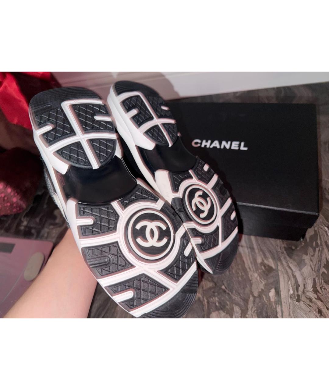 CHANEL Серые текстильные кроссовки, фото 6