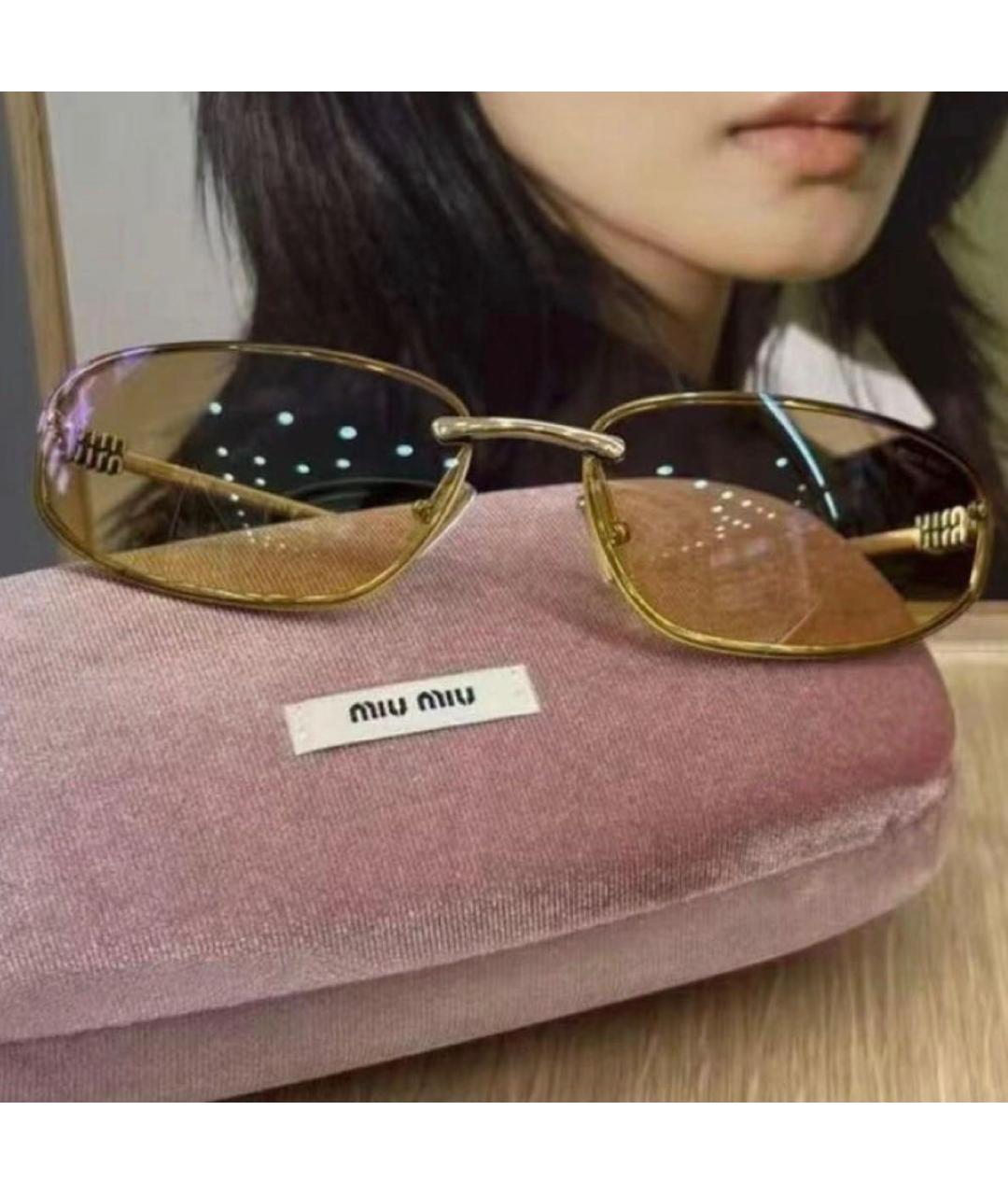 MIU MIU Коричневые металлические солнцезащитные очки, фото 5