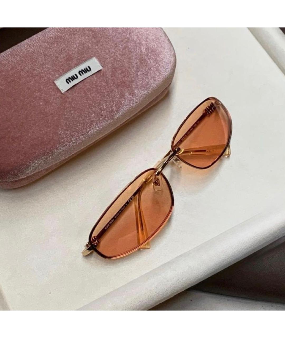 MIU MIU Коричневые металлические солнцезащитные очки, фото 6