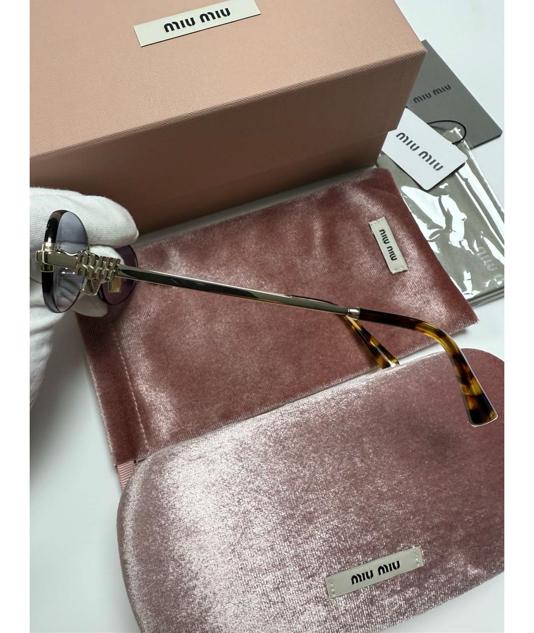 MIU MIU Голубые металлические солнцезащитные очки, фото 4