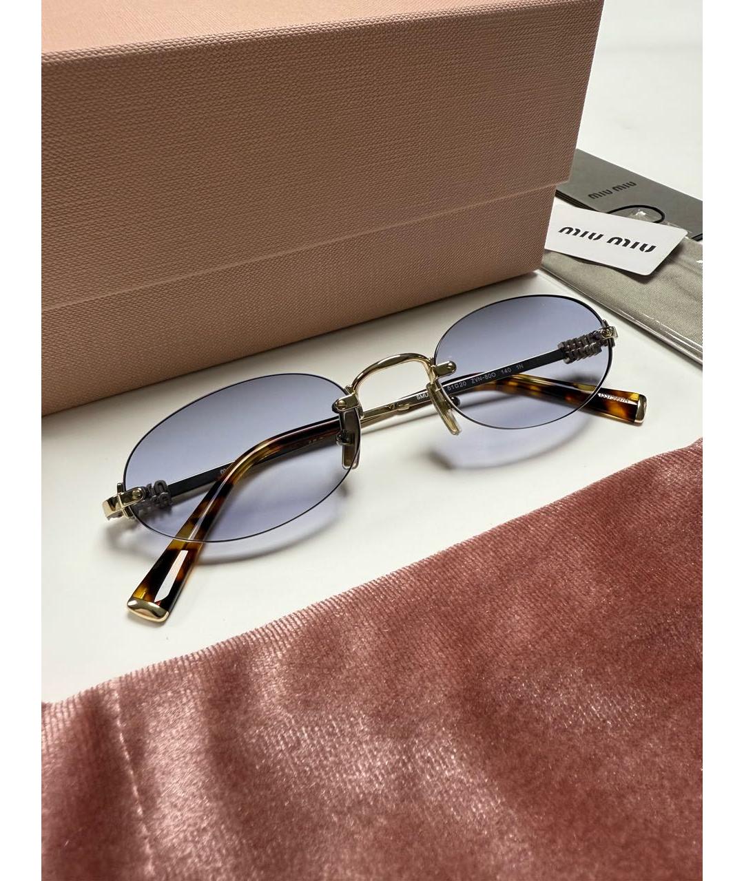 MIU MIU Голубые металлические солнцезащитные очки, фото 2