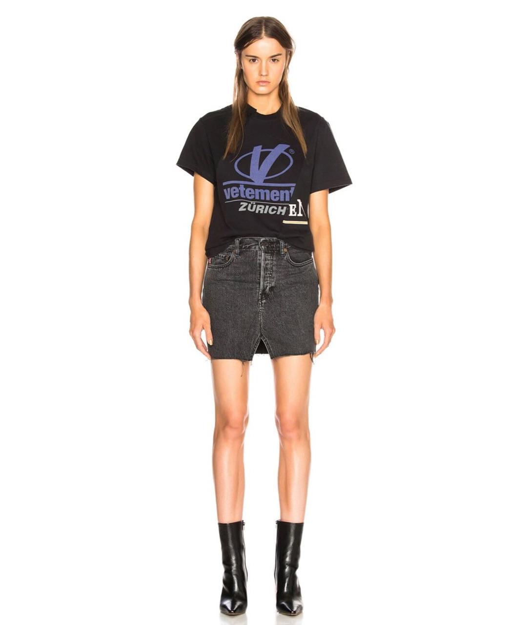 VETEMENTS Антрацитовая деним юбка мини, фото 4