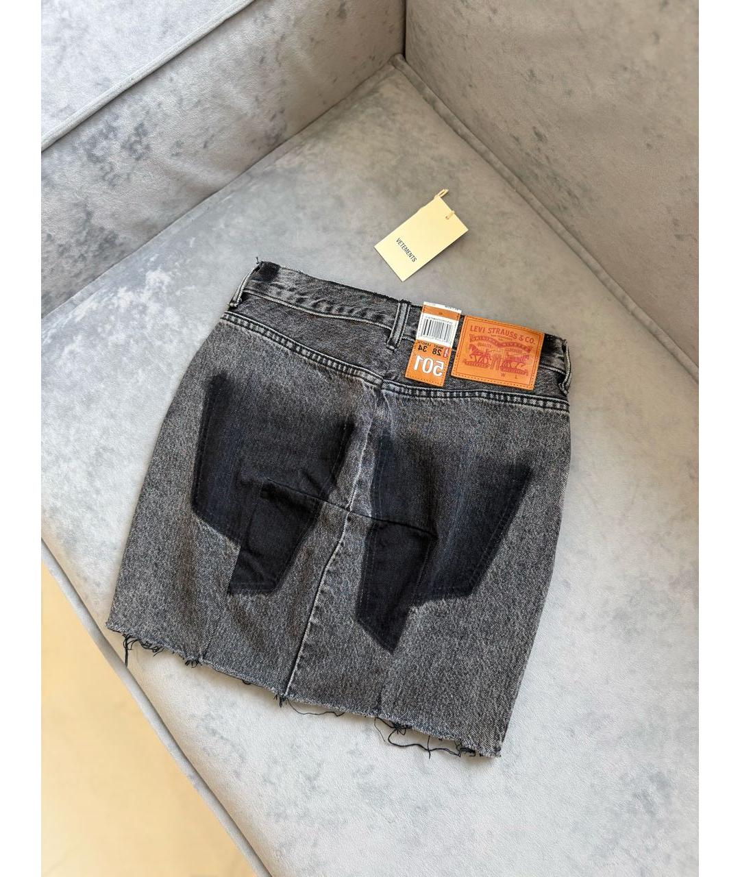 VETEMENTS Антрацитовая деним юбка мини, фото 5