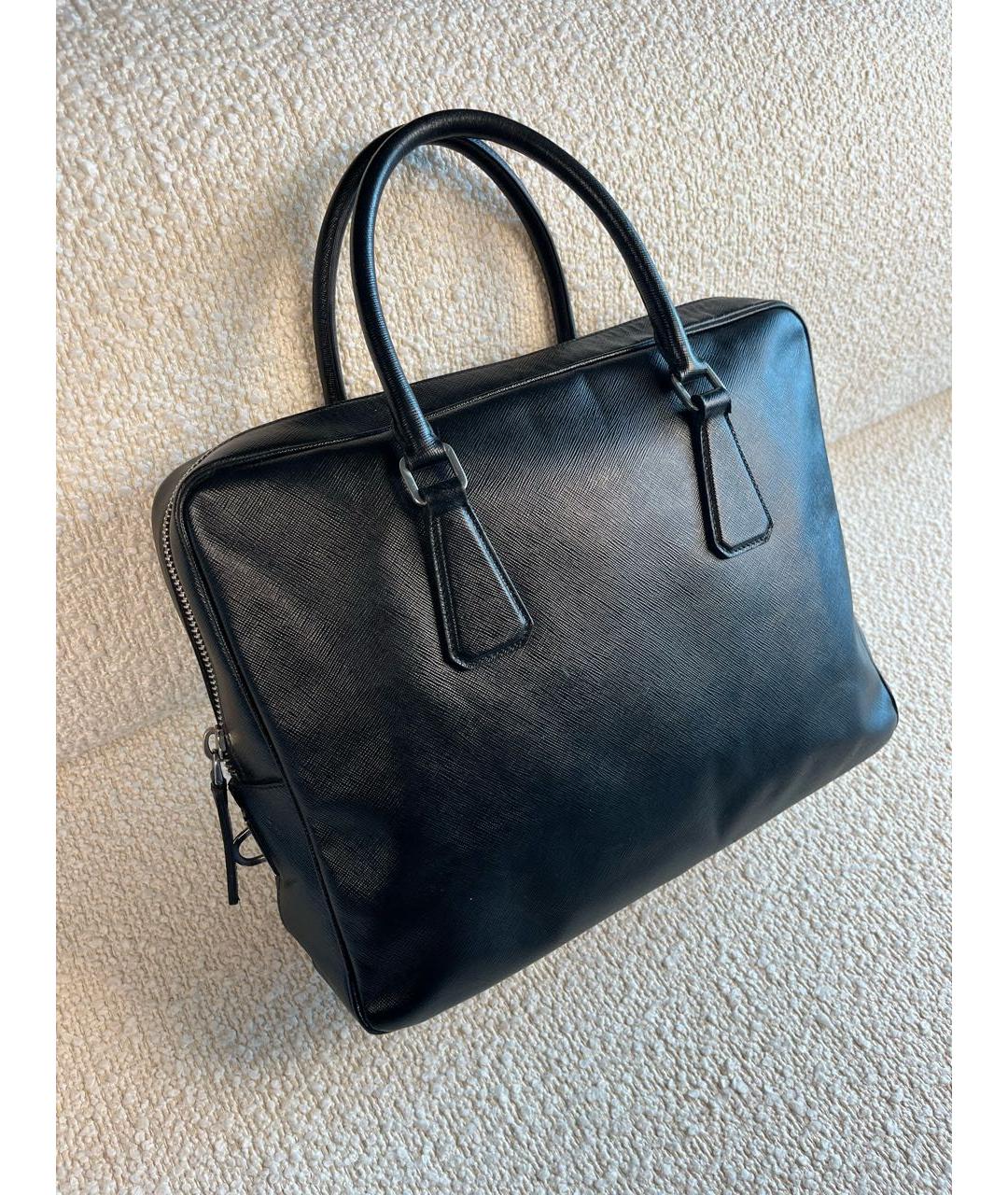 PRADA Черный кожаный портфель, фото 2