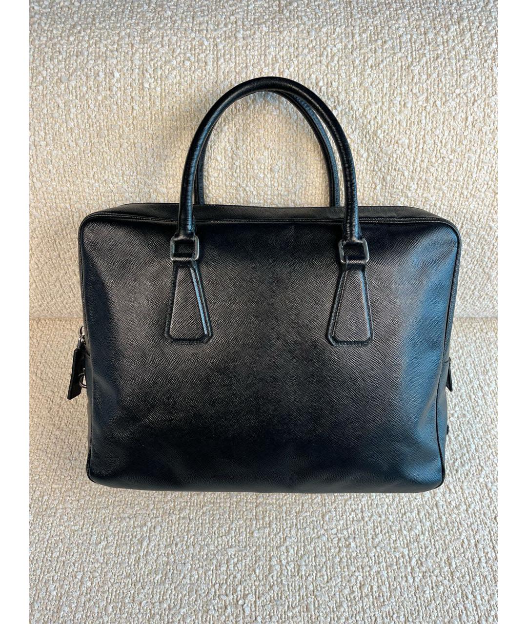 PRADA Черный кожаный портфель, фото 9