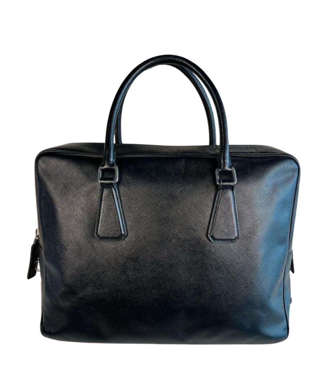 PRADA Черный кожаный портфель, фото 1