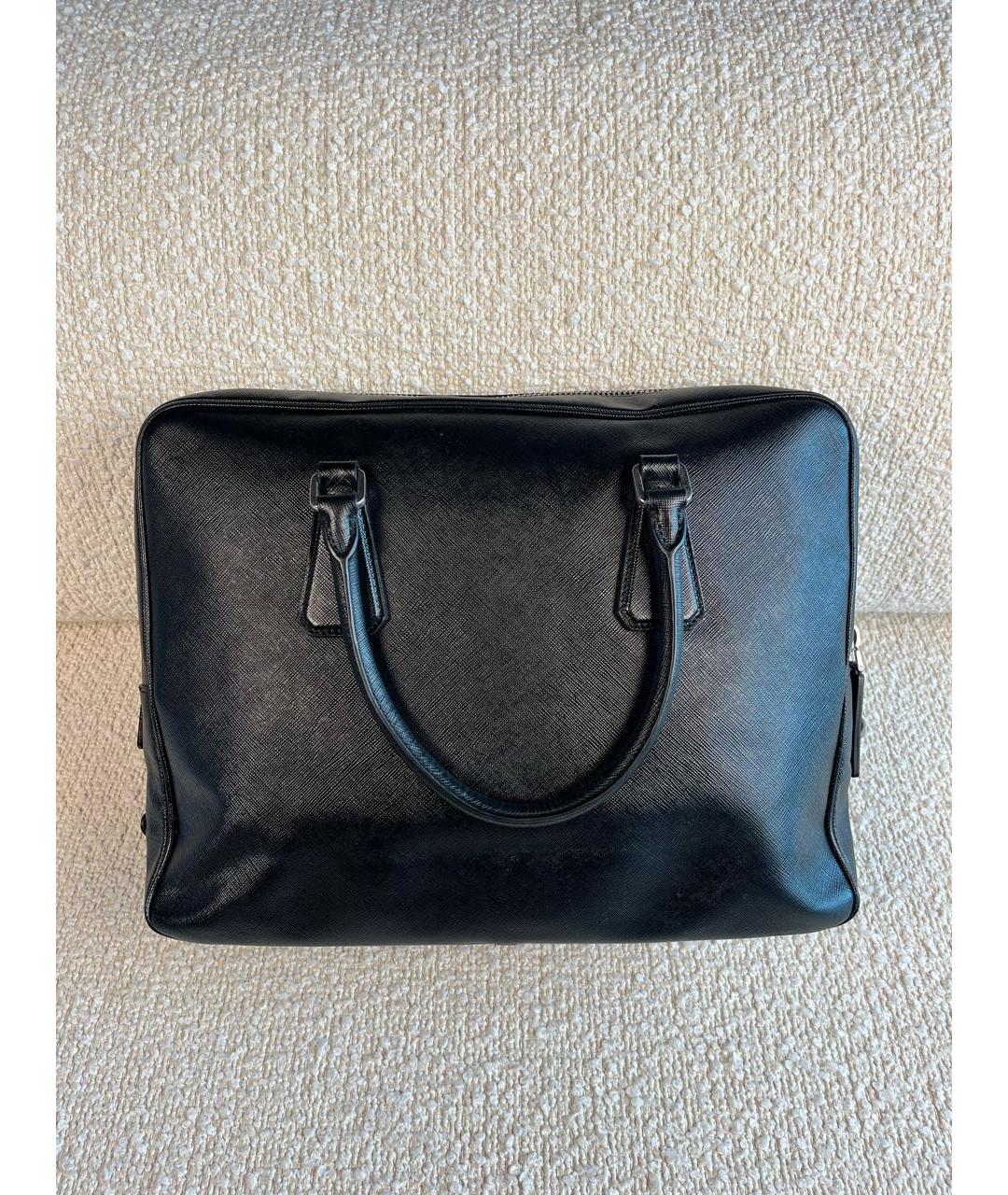 PRADA Черный кожаный портфель, фото 3