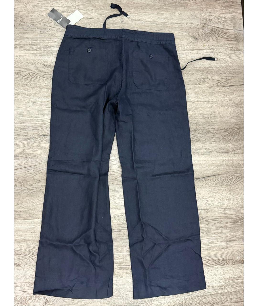 RALPH LAUREN Темно-синие льняные брюки широкие, фото 2