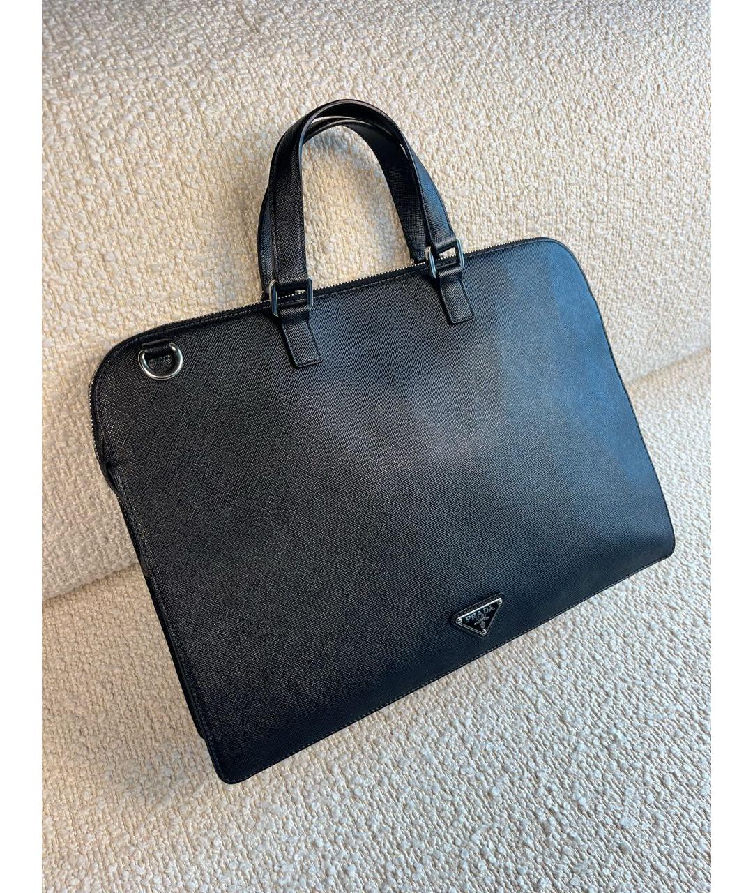 PRADA Черный кожаный портфель, фото 2