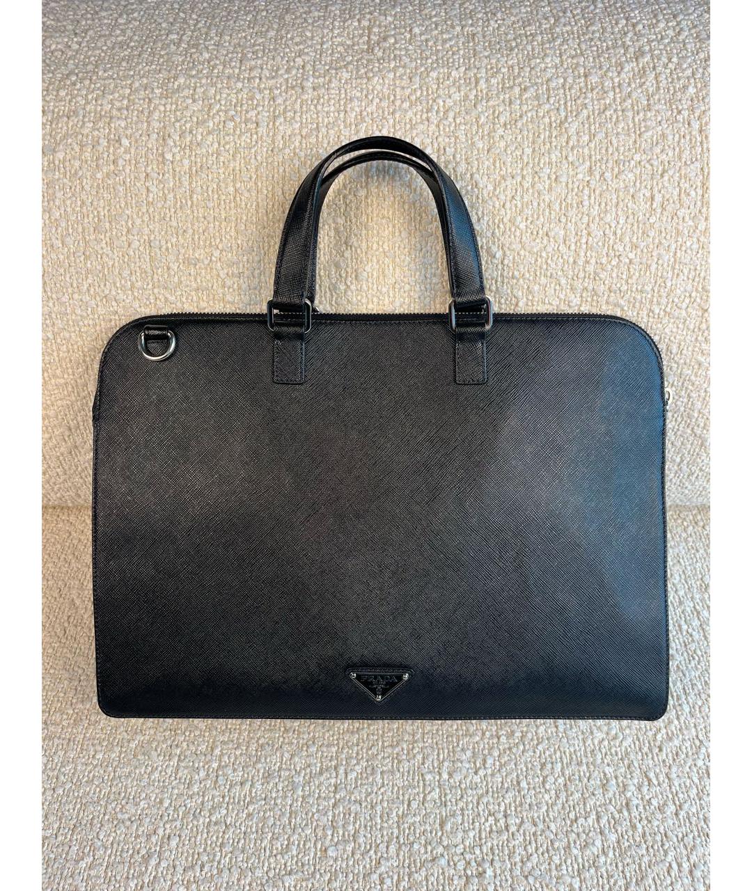 PRADA Черный кожаный портфель, фото 9