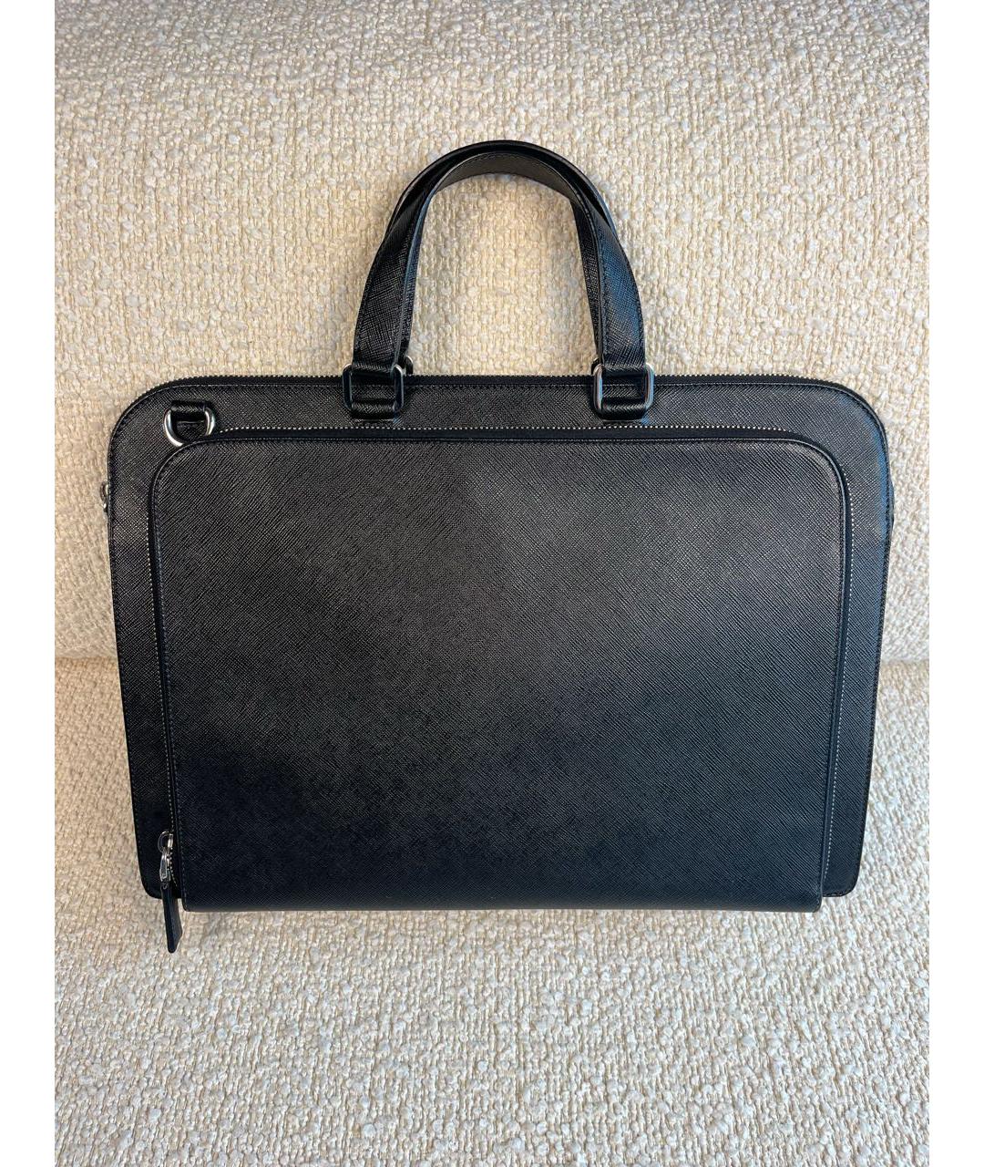 PRADA Черный кожаный портфель, фото 3