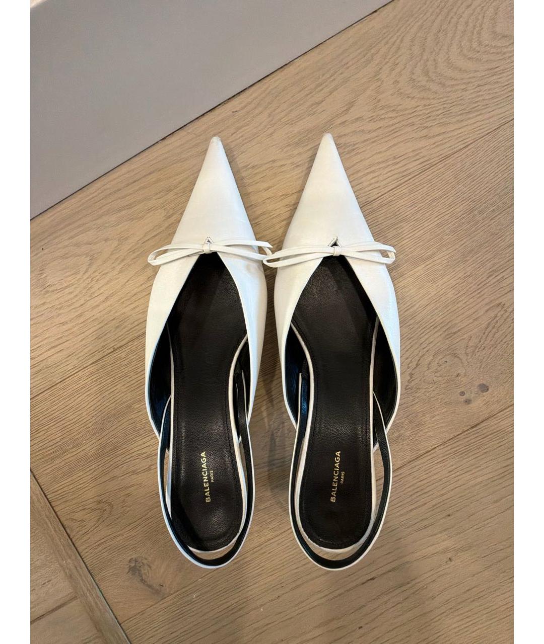 BALENCIAGA Белые кожаные мюли, фото 3