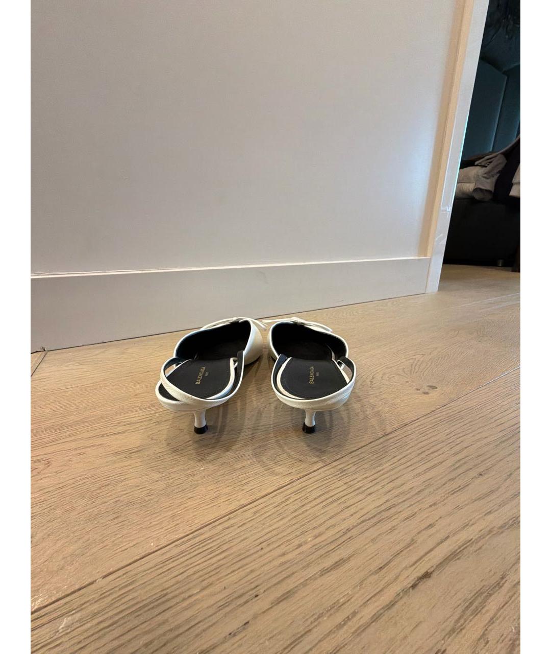 BALENCIAGA Белые кожаные мюли, фото 4
