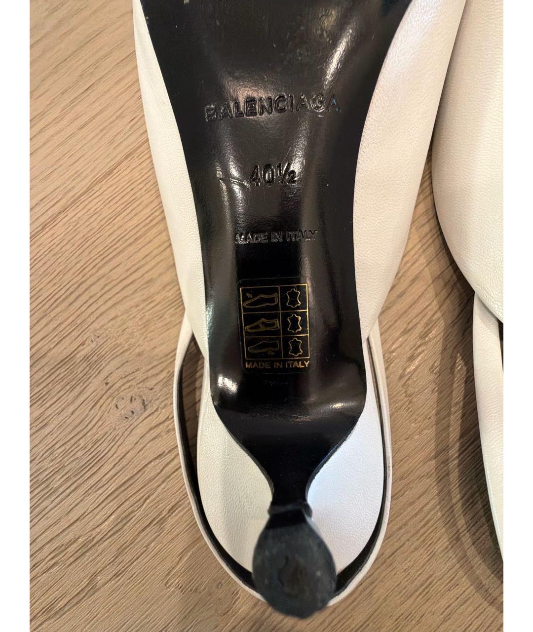 BALENCIAGA Белые кожаные мюли, фото 5