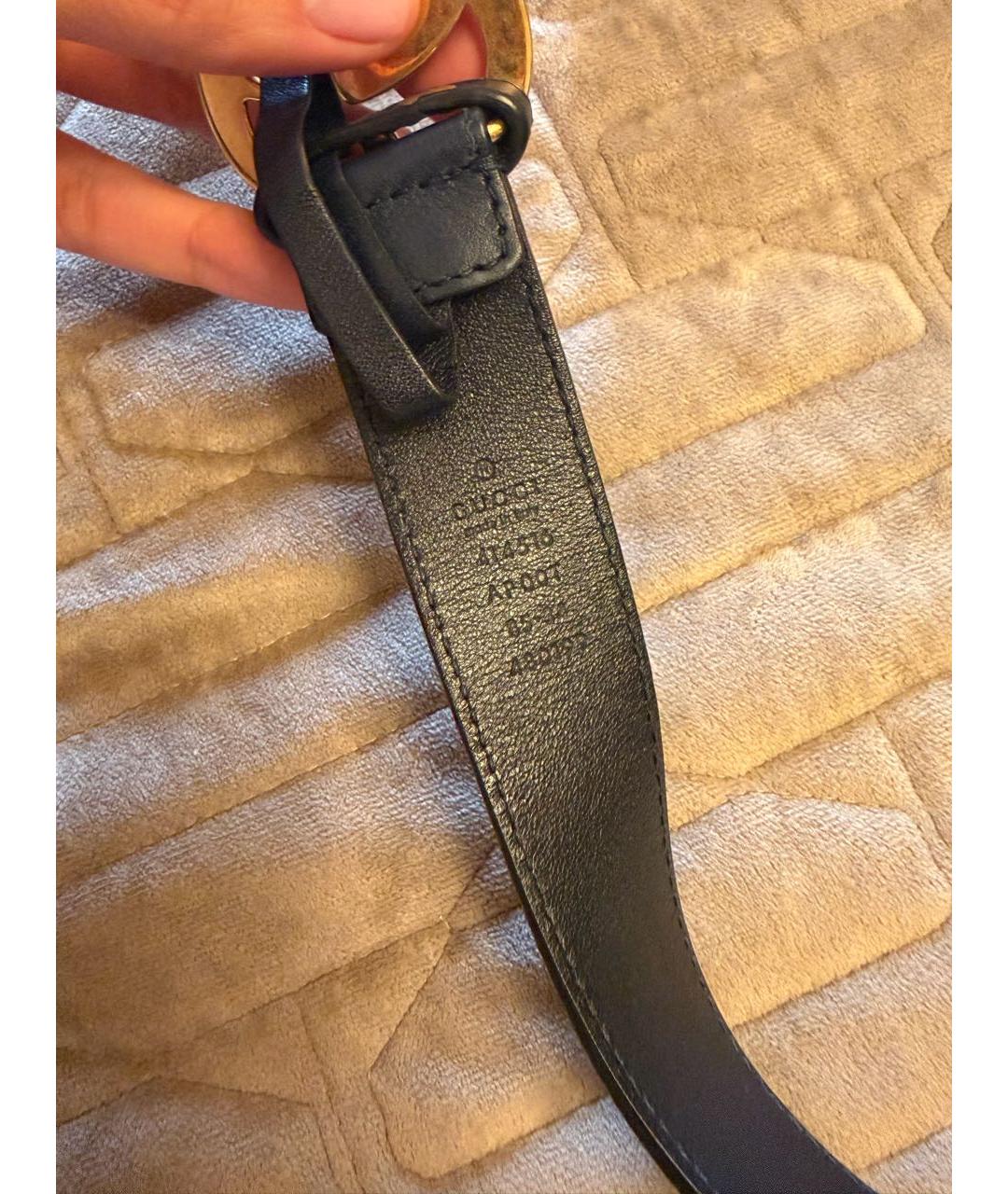 GUCCI Темно-синий кожаный ремень, фото 3