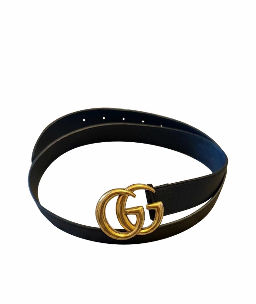 GUCCI Темно-синий кожаный ремень, фото 1