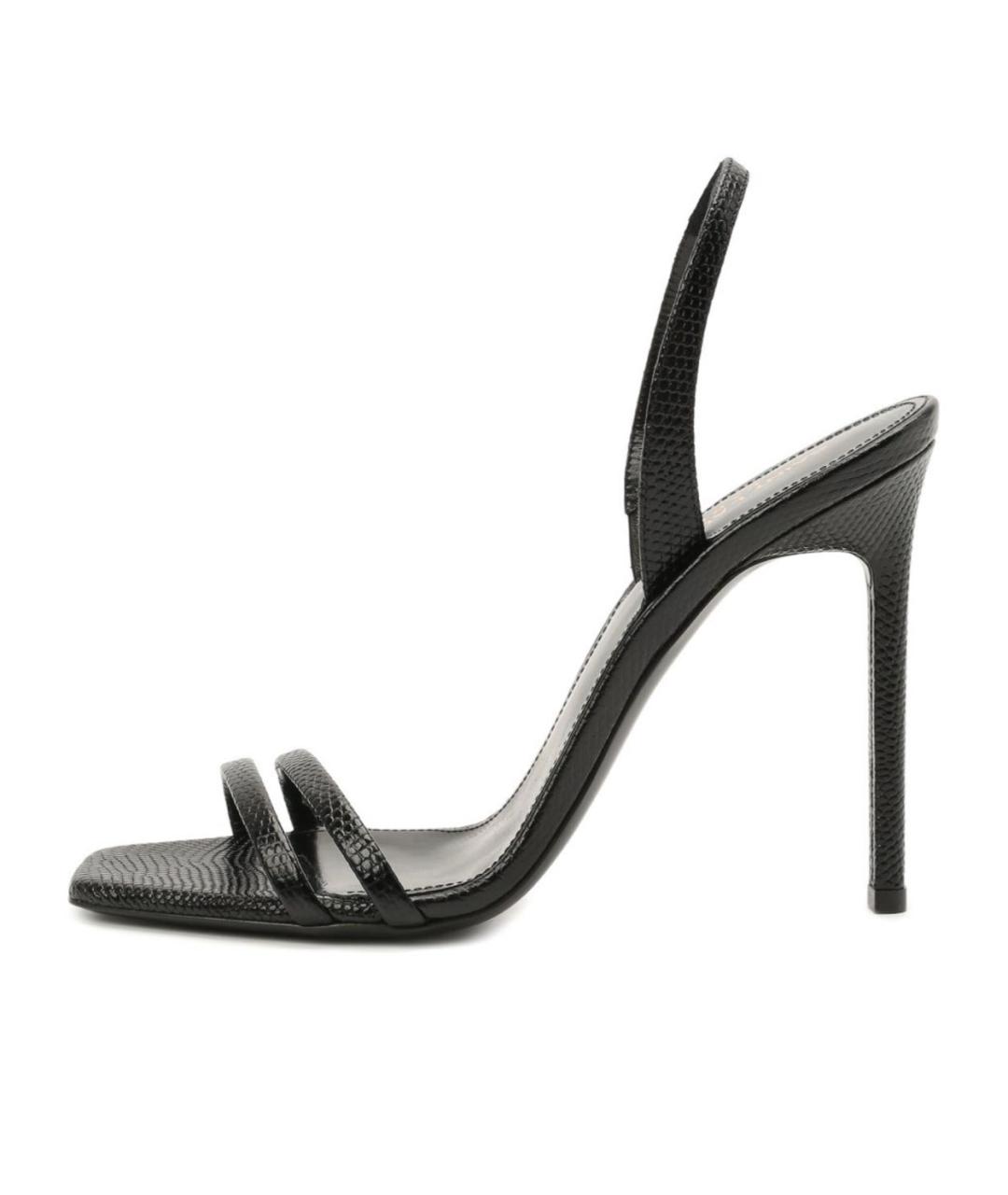 SAINT LAURENT Черные кожаные босоножки, фото 9