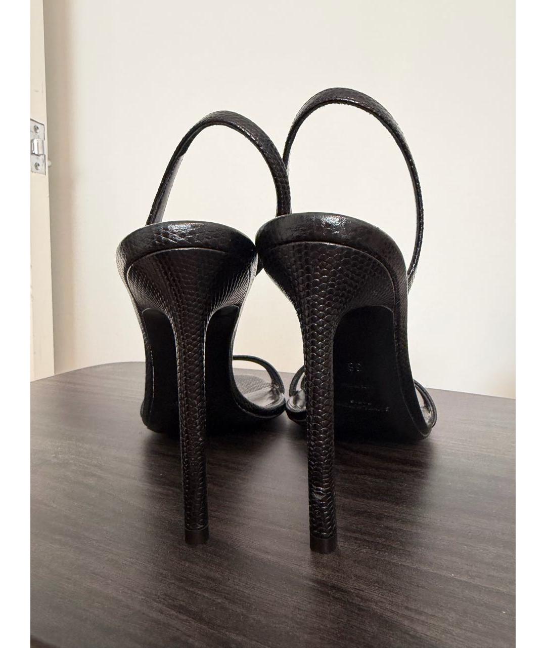 SAINT LAURENT Черные кожаные босоножки, фото 7