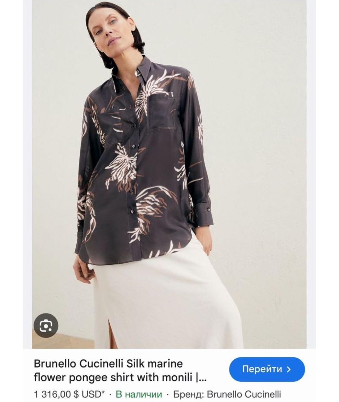 BRUNELLO CUCINELLI Черная шелковая блузы, фото 5