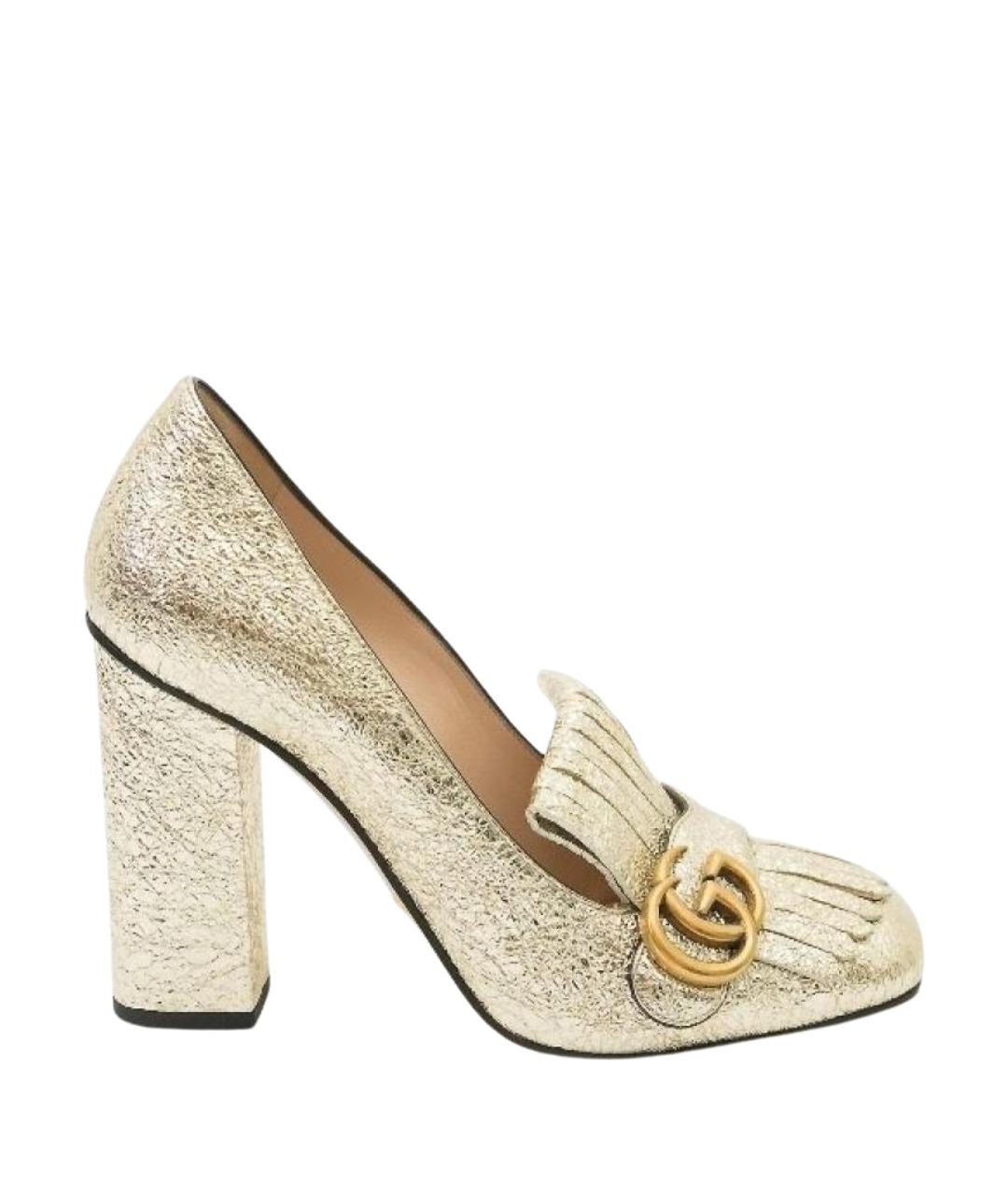 GUCCI Золотые кожаные туфли, фото 1
