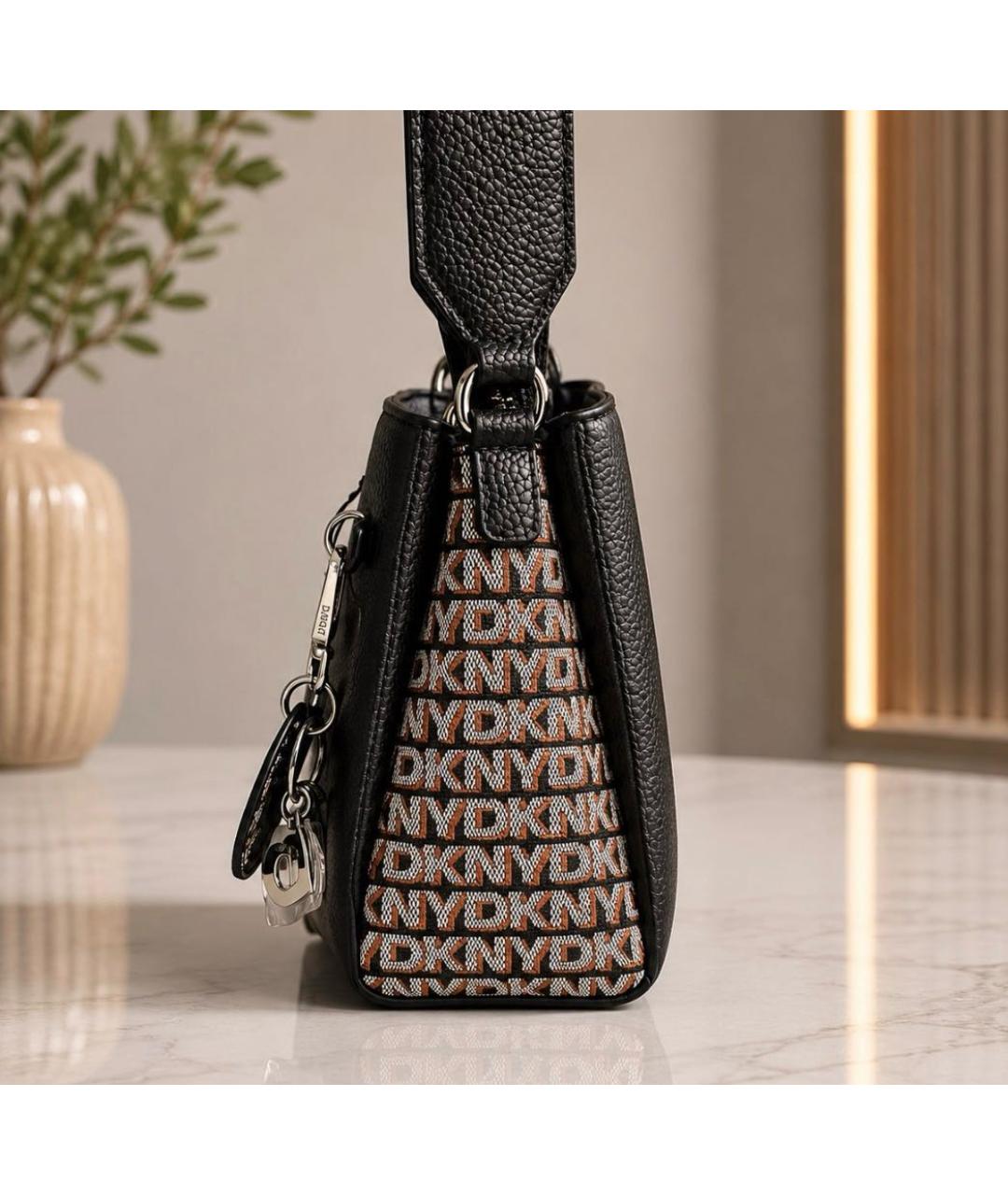 DKNY Черная сумка через плечо из искусственной кожи, фото 4