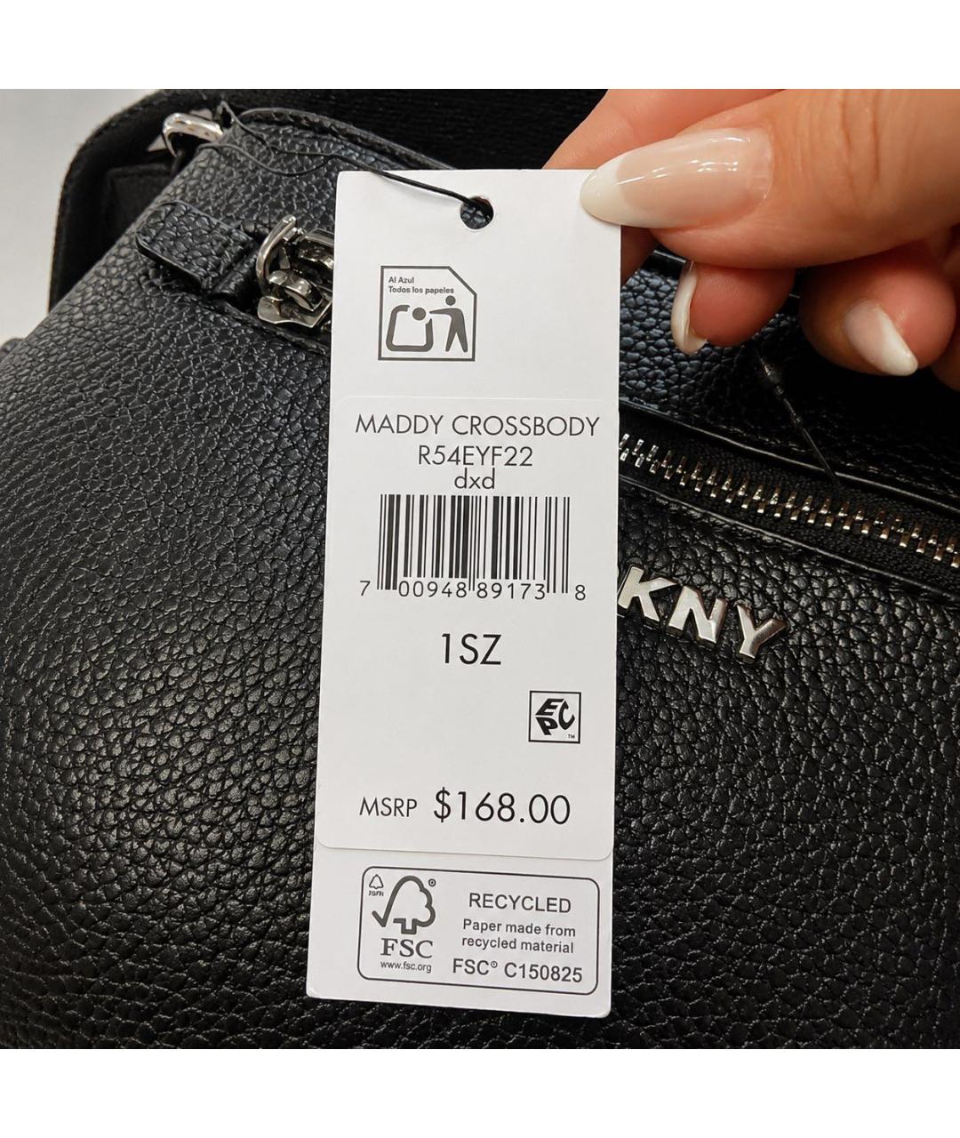 DKNY Черная сумка через плечо из искусственной кожи, фото 8