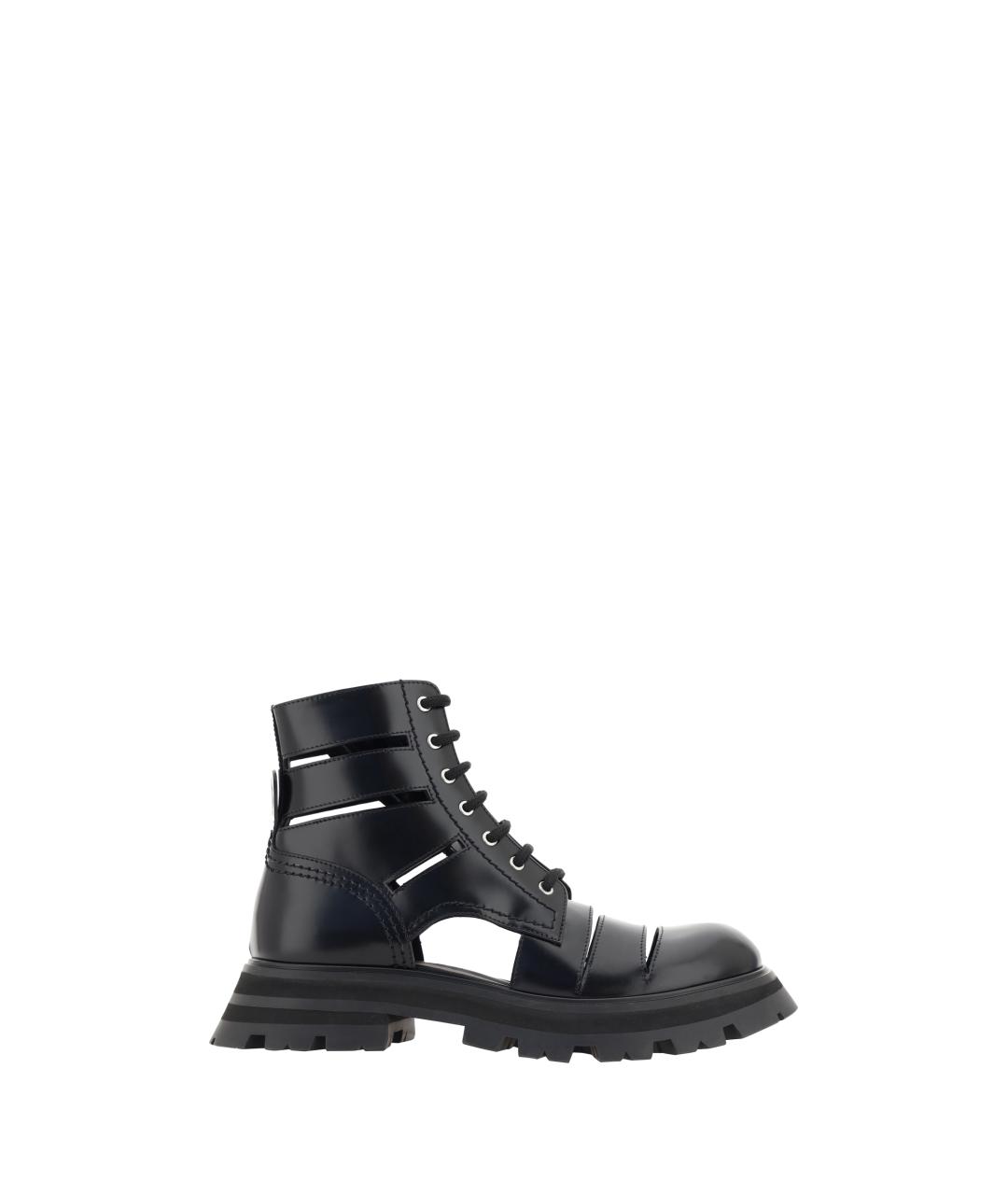 ALEXANDER MCQUEEN Черные кожаные ботинки, фото 1
