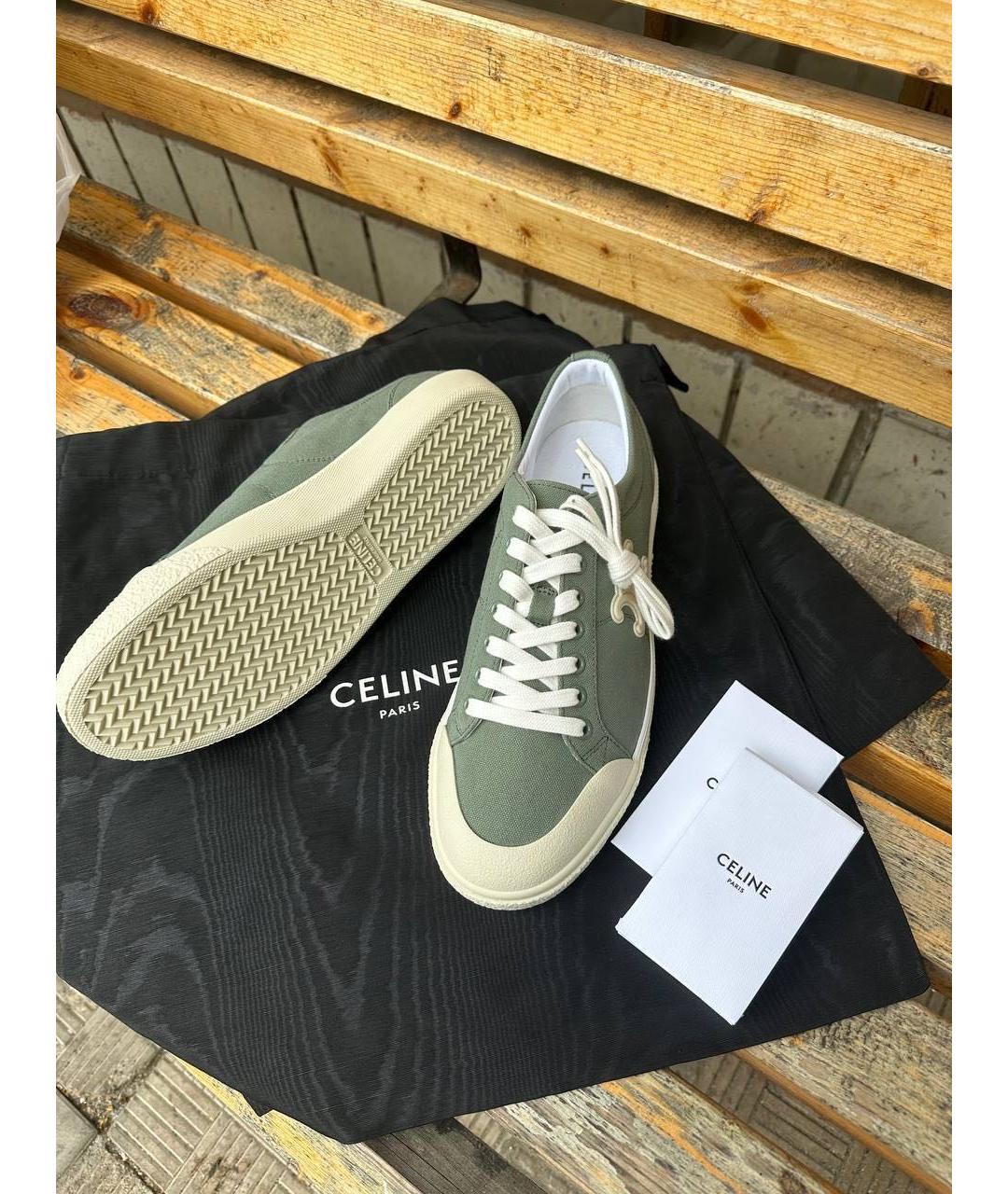 CELINE Зеленые текстильные кеды, фото 5