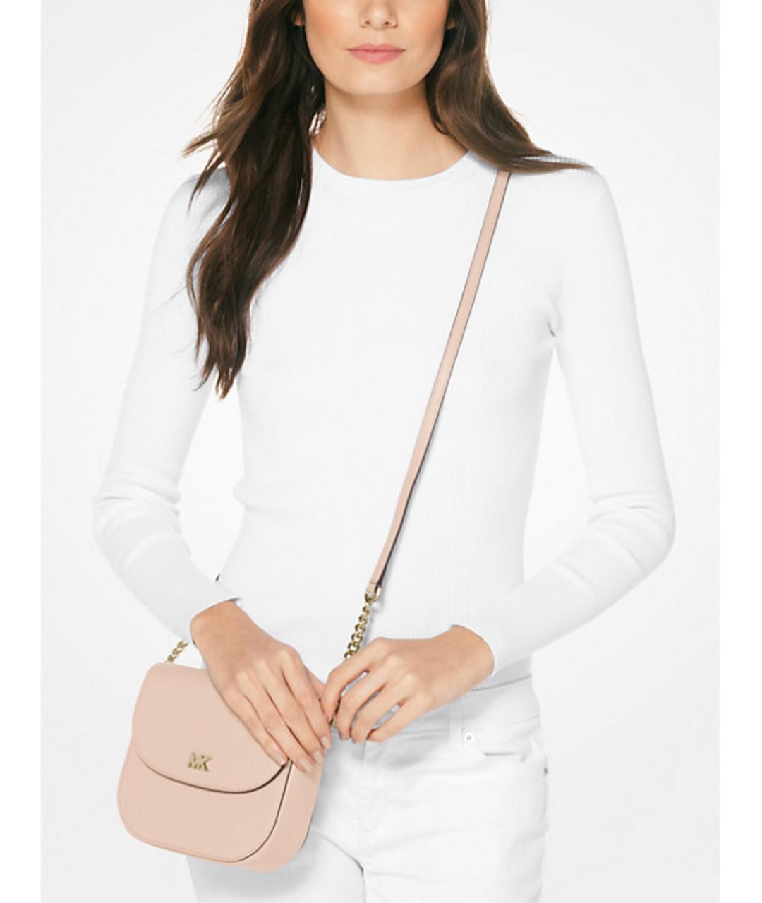 MICHAEL KORS Бежевая кожаная сумка через плечо, фото 5
