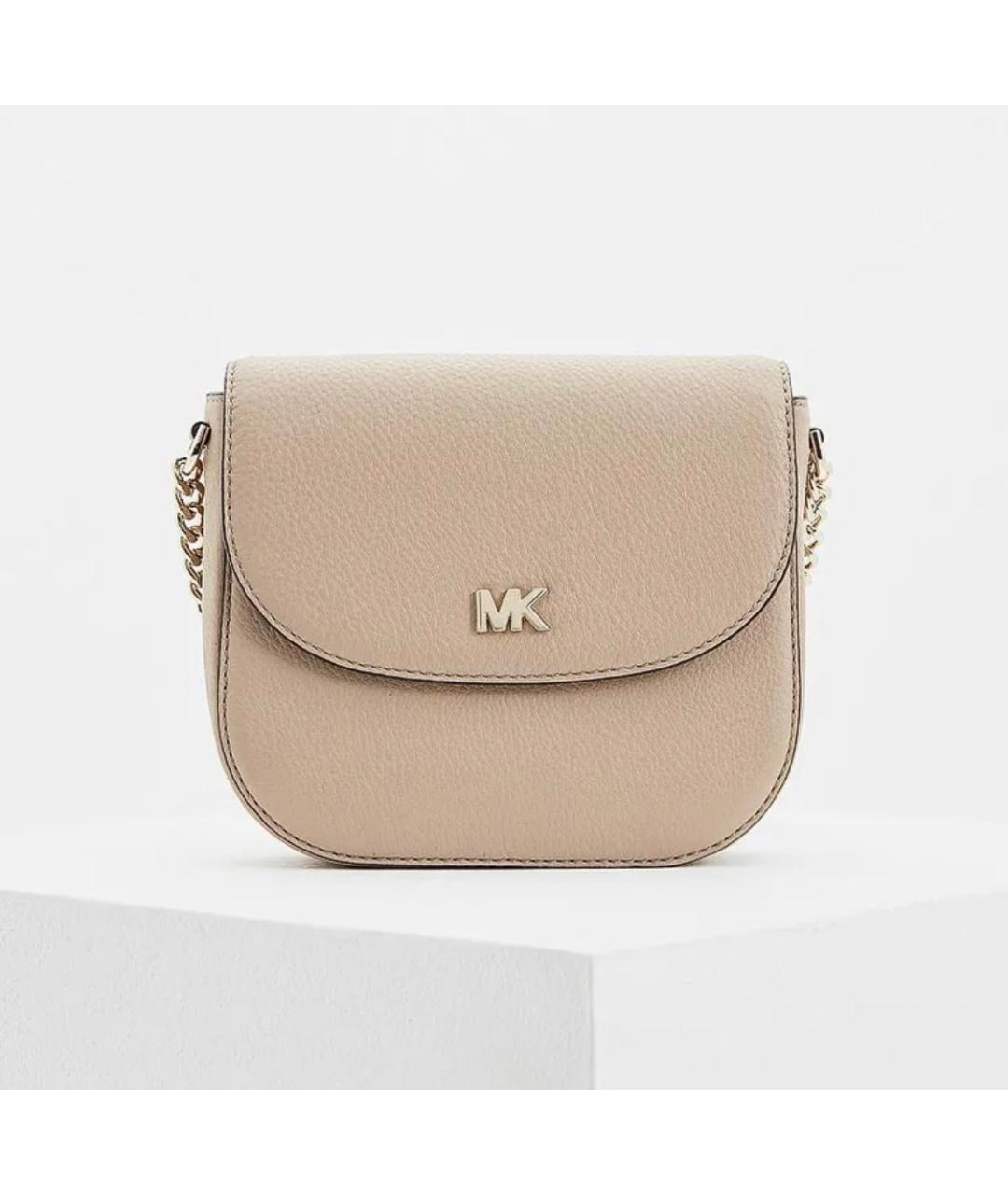 MICHAEL KORS Бежевая кожаная сумка через плечо, фото 9
