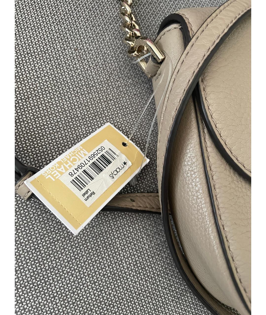 MICHAEL KORS Бежевая кожаная сумка через плечо, фото 2