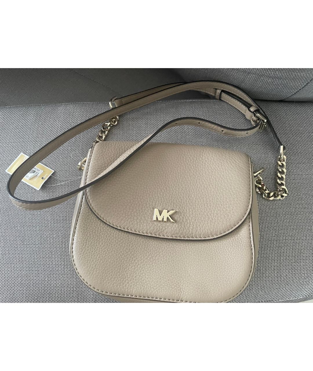 MICHAEL KORS Бежевая кожаная сумка через плечо, фото 8