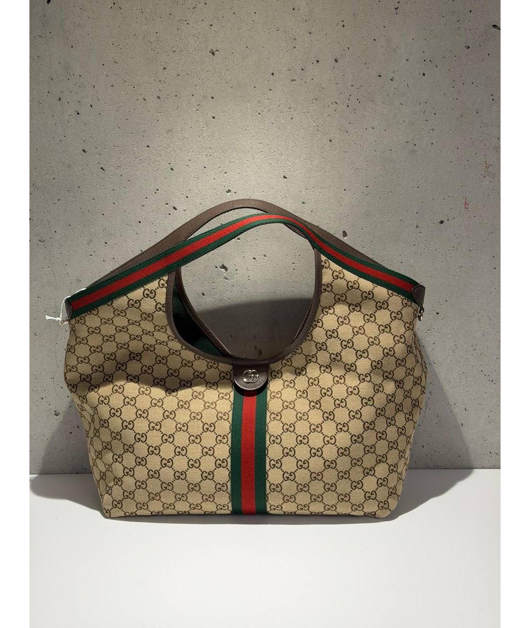 GUCCI Бежевая тканевая сумка тоут, фото 4